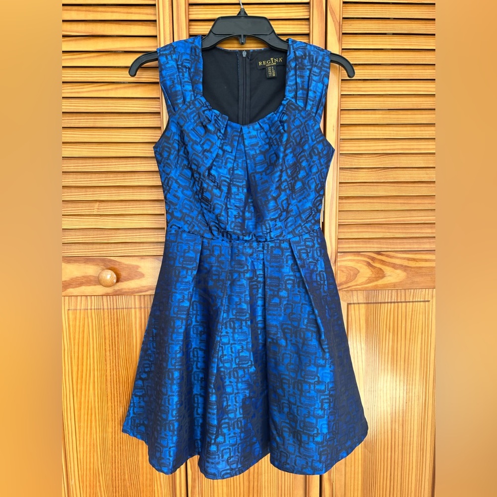 Regina Glossy Blue Women Dress Perfect for Cocktail Wedding Picnic Formal Prom